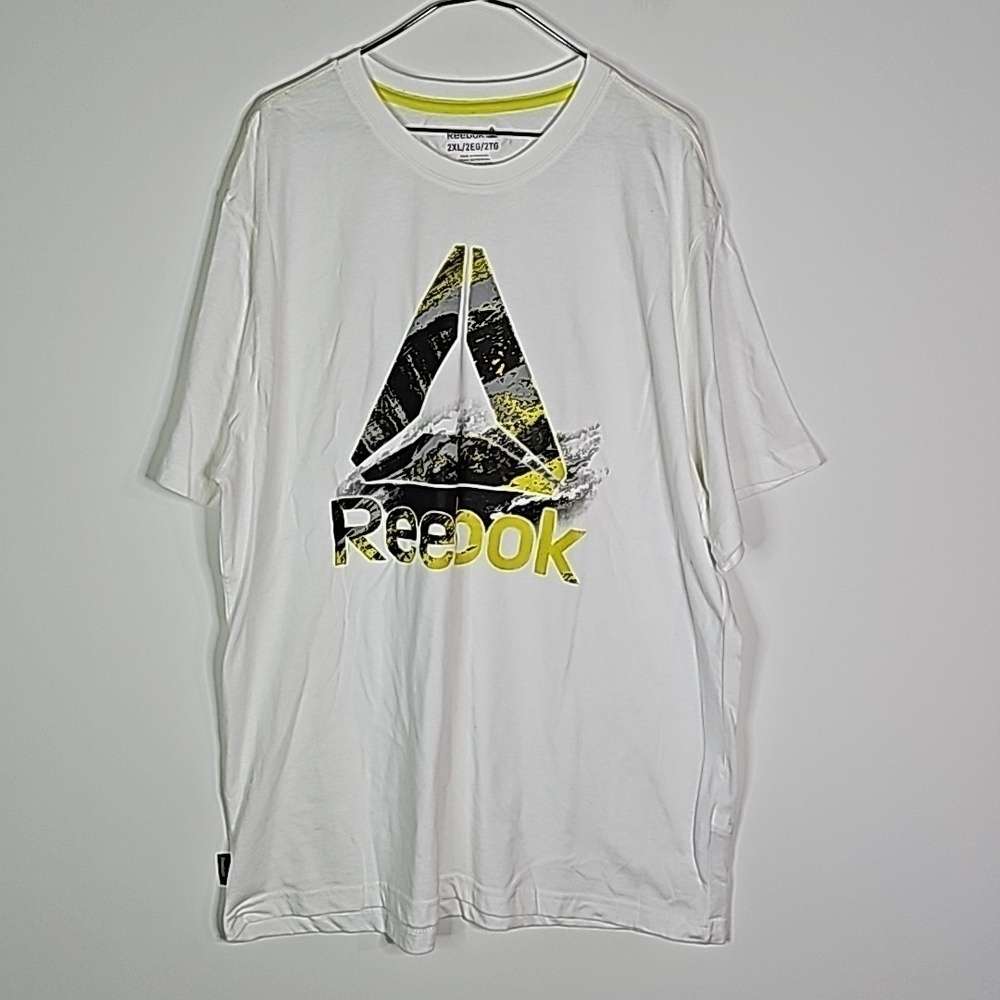 Reebok 2XL white and yellow short sleeve shirt